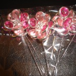 Strong Pink Gem Flower Pins